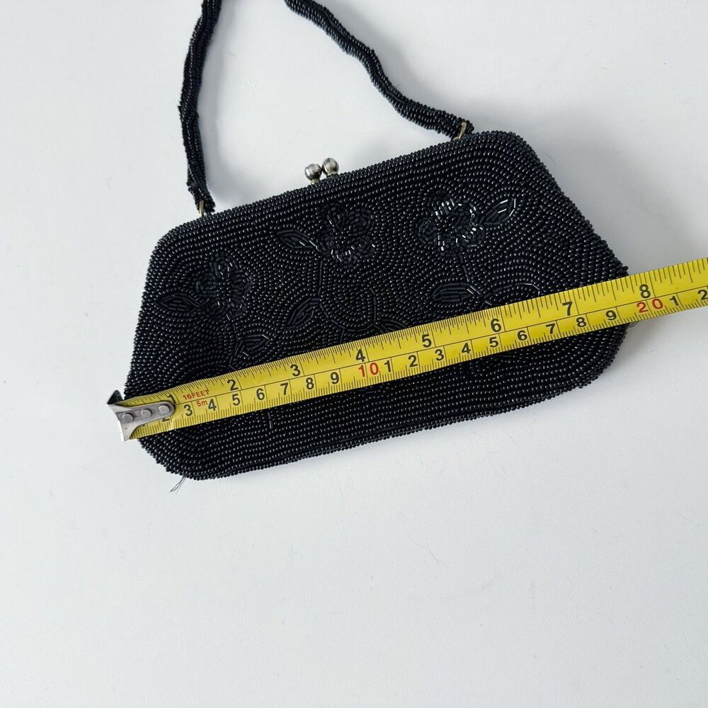 Vtg Black Beaded Evening Bag Purse Richere Bag by Walborg 1960s Made In Japan - Picture 14 of 16